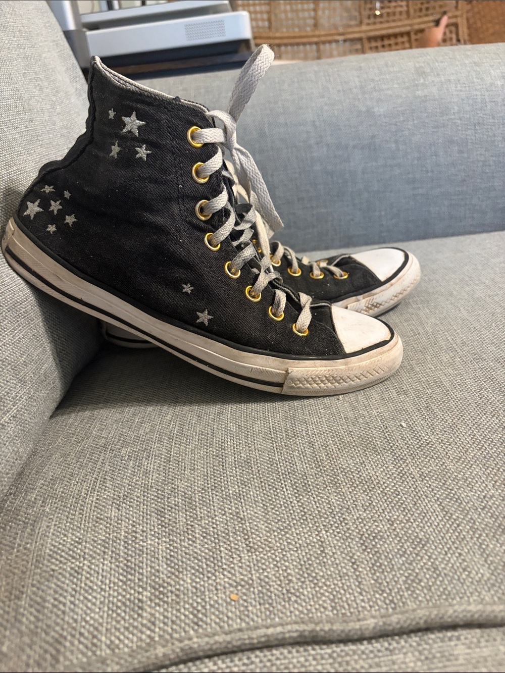 Converse Black High-Top Sneakers with Silver Star Accents